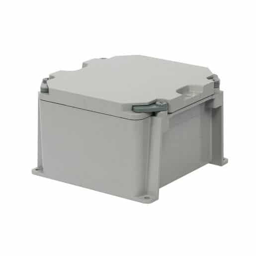 Boîte de dérivation PVC 6 x 6 x 4 pouces pour installation électrique intérieure et extérieure résistante à l’humidité.