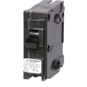 Disjoncteur Siemens QP 15A 1 pôle 120V enfichable pour distribution électrique résidentielle.