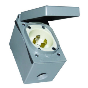 Boîte de branchement pour génératrice 30A avec prise verrouillable L14-30 125/250V et boîtier résistant aux intempéries.