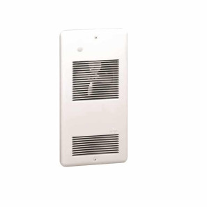 Aéroconvecteur mural Pulsair blanc, encastrable ou en surface, chauffage compact avec ventilation silencieuse pour vestibule et salle de bains.
