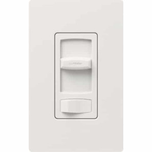 Gradateur Lutron Skylark Contour blanc pour DEL 150W ou incandescente 600W avec curseur et bascule.