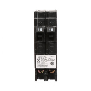 Disjoncteur jumelé Siemens QT 15/15A 120V enfichable 1/2 pouce par pôle pour panneau résidentiel