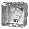 Boîte électrique carrée 4 x 4 x 2-1/8 po avec débouchures KO pour conduit.