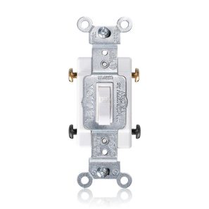 Interrupteur à bascule bipolaire 20 A 120/277 V blanc de qualité commerciale avec câblage latéral