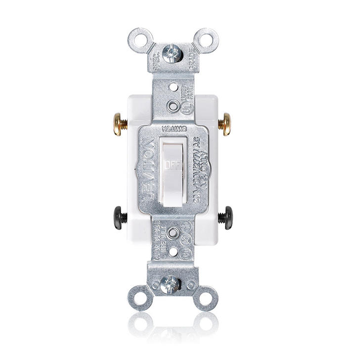 Interrupteur à bascule bipolaire 20 A 120/277 V blanc de qualité commerciale avec câblage latéral