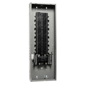 Panneau QO 200A 60 espaces 80 circuits monophasée avec disjoncteur principal et couvercle combo.