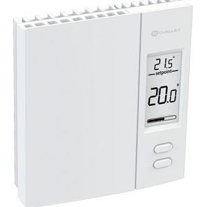 Thermostat électronique non programmable Ouellet 4000W blanc avec affichage digital rétroéclairé.