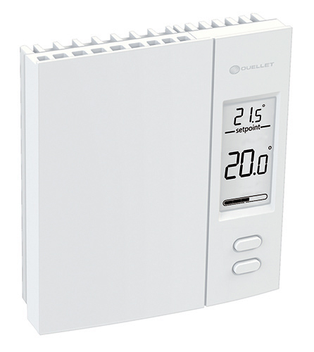 Thermostat électronique non programmable Ouellet 4000W blanc avec affichage digital rétroéclairé.