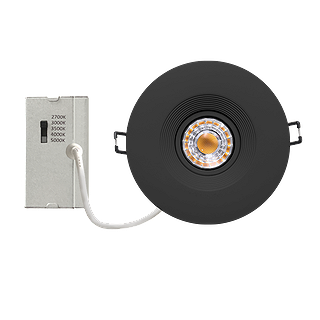 Encastré LED dirigeable 4 po 8W 5CCT dimmable noir pour plafond résidentiel ou commercial.