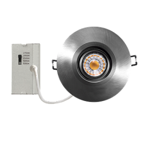 Encastré LED dirigeable 4 po 8W 5CCT dimmable nickel brossé