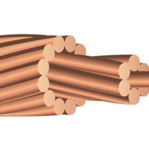 Fil de cuivre nu #6 AWG toronné 7 brins, conducteur classe B pour mise à la terre et branchements électriques.