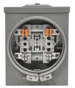 Socket de compteur électrique 100 A S1-N type 3R pour entrée aérienne avec boîtier extérieur et connecteurs cuivre.