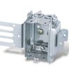 Boîte électrique groupable 3x2x2-1/2 avec équerre pour colombage métallique et double gypse.