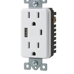 PRISE DOUBLE 15A-USB-A/USB-C-BLANC