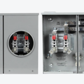Socle de compteur Hydel 2 positions 200A modèle 185-MG combiné aérien souterrain pour installation électrique multi-logements