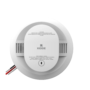 Détecteur combiné fumée et monoxyde de carbone câblé avec pile de secours 10 ans et alertes vocales.