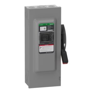 Sectionneur HD Square D 100 A 3 pôles 600 V avec fusibles et boîtier NEMA 1 pour installation intérieure.