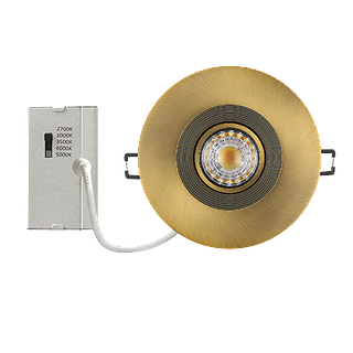 Encastré LED dirigeable 4 po 8W 5CCT dimmable doré pour plafond résidentiel ou commercial.