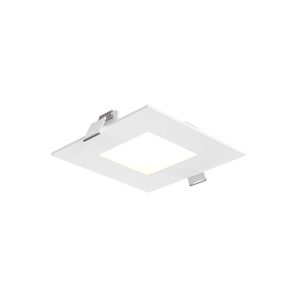 Encastré slim carré 4 pouces blanc Dals avec éclairage uniforme edge-lit et design ultra mince