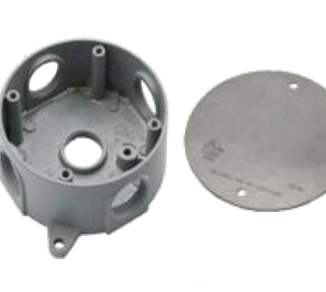 Boite octogonal extérieur 4'' avec troues 3/4'' et couvert