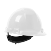 Casque de sécurité blanc HP241R Whistler avec ajustement ratchet et suspension 4 points pour protection de la tête sur chantier.